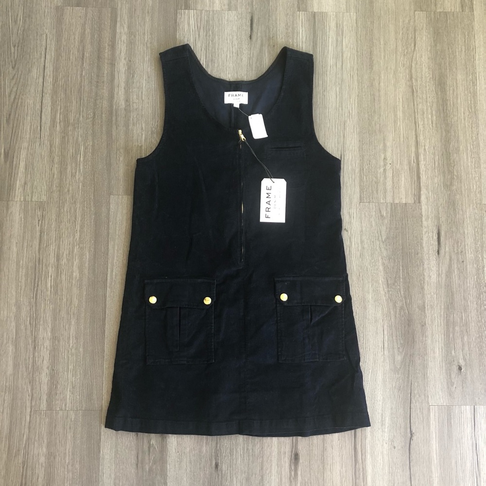 NWT Frame Navy Blue Corduroy Jumper Overall Dress